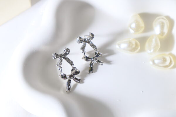 Double Bow Studs-Silver - Image 4