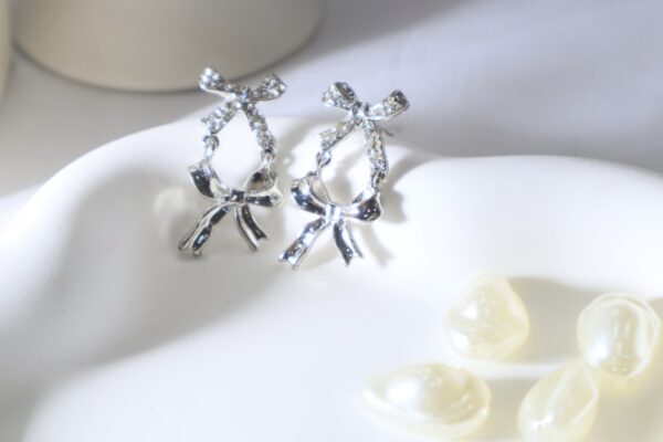 Double Bow Studs-Silver - Image 3