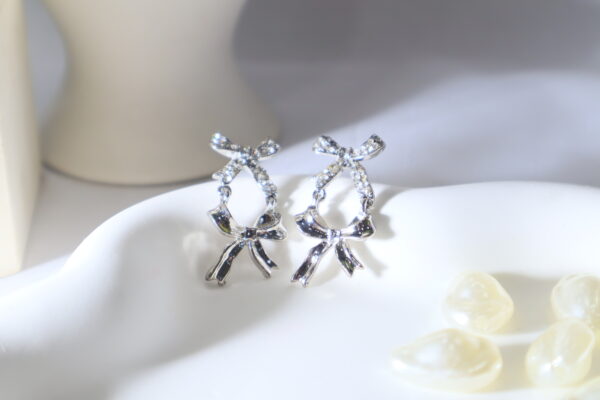 Double Bow Studs-Silver - Image 2