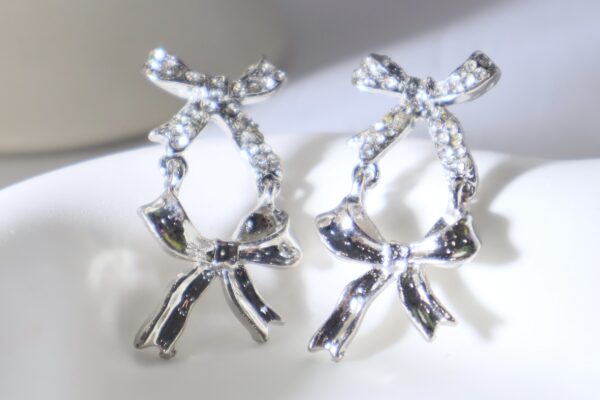 Double Bow Studs-Silver