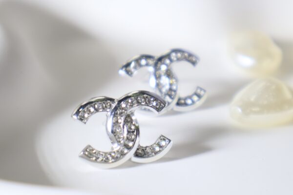 Chanel CC Logo Classic Studs-Silver Toned