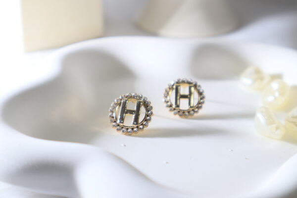 Hermes H Logo Studs-Gold Toned - Image 3