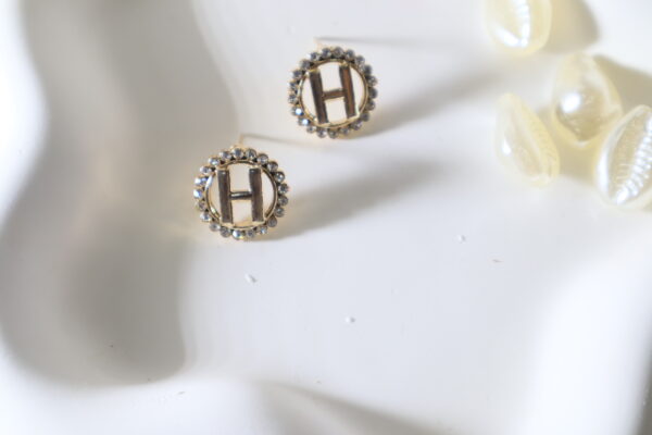 Hermes H Logo Studs-Gold Toned - Image 2