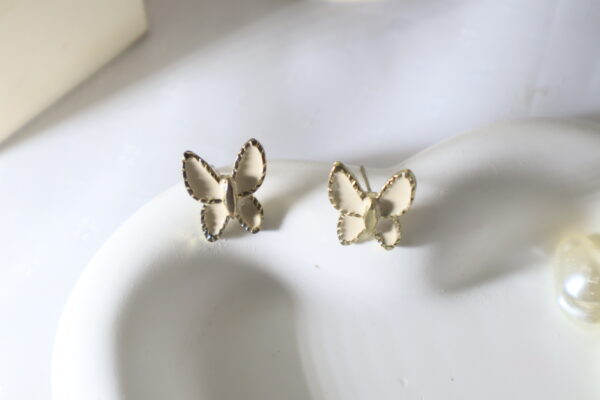 Mini Butterfly Studs-Cream