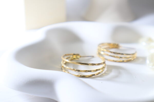 Triple Hoop Earrings-Gold - Image 3