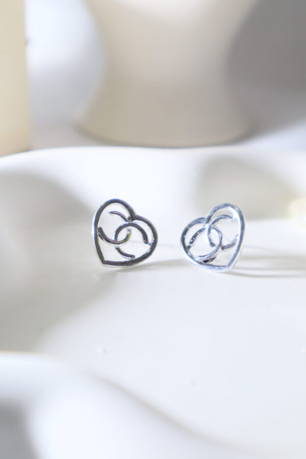 Classic Chanel Heart Studs - Image 2