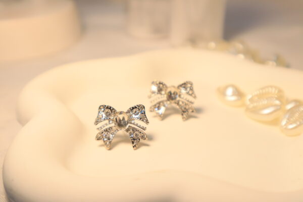 Classic Bow Studs-Silver Toned - Image 4