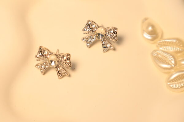 Classic Bow Studs-Silver Toned - Image 2