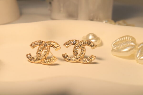 Chanel CC Logo Gold Toned Studs