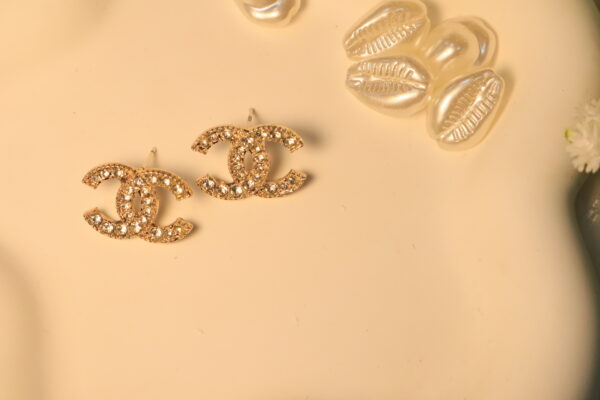 Chanel CC Logo Gold Toned Studs - Image 3