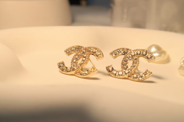 Chanel CC Logo Gold Toned Studs - Image 2